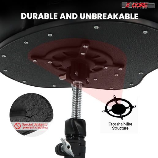 5 Core Drum Throne Sponge Padded Guitar Stool Drummer Seat for Adults & Kids - DS GT RED - VEL - 7DAY'S