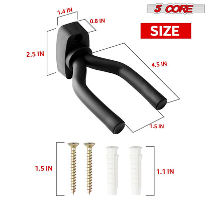 5 CORE Guitar Wall Mount Hanger Hook for Acoustic Classical Electric Bass Guitars - GH IRON 2PCS - 7DAY'S