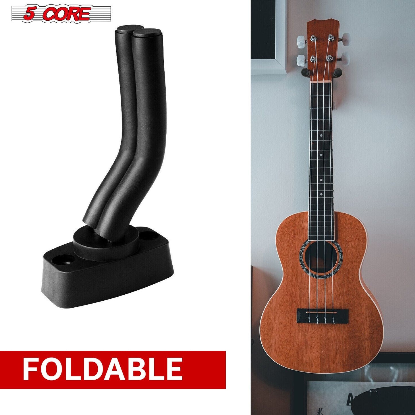 5 CORE Guitar Wall Mount Hanger Hook for Acoustic Classical Electric Bass Guitars - GH IRON 2PCS - 7DAY'S