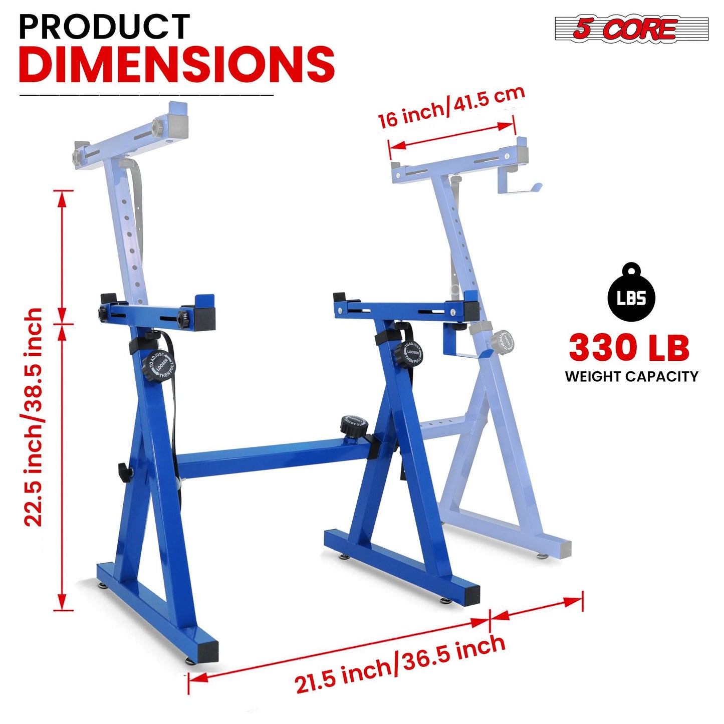 5 CORE Keyboard Stand Riser Z Style Height Width Adjustable Portable Heavy Duty Music Stands Holder for Kids and Adults Fits 54 to 88 Key Electric Pianos - KS Z1 BLU HD - 7DAY'S
