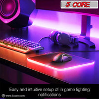 5 CORE Large RGB Gaming Mouse Pad Non - Slip Rubber Base, Waterproof 11.8 x 9.8 Inch LED Desk Mouse Mat Glowing 12 Modes Durable Stitched Edges, Great for Office and Gaming MP 300 RGB - 7DAY'S