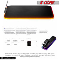 5 CORE Large RGB Gaming Mouse Pad Non - Slip Rubber Base, Waterproof 11.8 x 9.8 Inch LED Desk Mouse Mat Glowing 12 Modes Durable Stitched Edges, Great for Office and Gaming MP 300 RGB - 7DAY'S