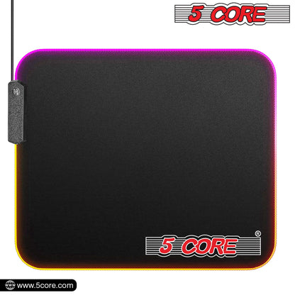 5 CORE Large RGB Gaming Mouse Pad Non - Slip Rubber Base, Waterproof 11.8 x 9.8 Inch LED Desk Mouse Mat Glowing 12 Modes Durable Stitched Edges, Great for Office and Gaming MP 300 RGB - 7DAY'S