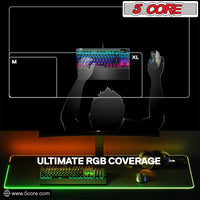 5 CORE Large RGB Gaming Mouse Pad Non - Slip Rubber Base, Waterproof 11.8 x 9.8 Inch LED Desk Mouse Mat Glowing 12 Modes Durable Stitched Edges, Great for Office and Gaming MP 300 RGB - 7DAY'S