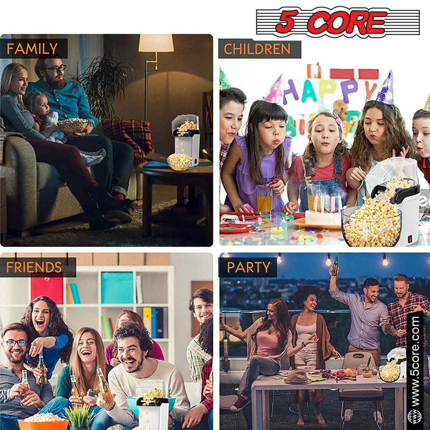 5 Core Popcorn Machine 16 Cup Capacity Hot Air Popper Mini Portable Tabletop Electric Pop Corn Maker Maquina Para Hacer Palomitas De Maiz For Home Movie Party - 7DAY'S