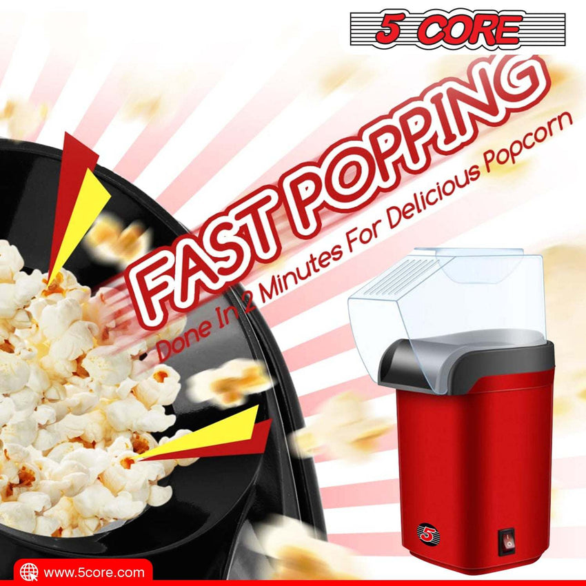 5 Core Popcorn Machine 16 Cup Capacity Hot Air Popper Mini Portable Tabletop Electric Pop Corn Maker Maquina Para Hacer Palomitas De Maiz For Home Movie Party - 7DAY'S
