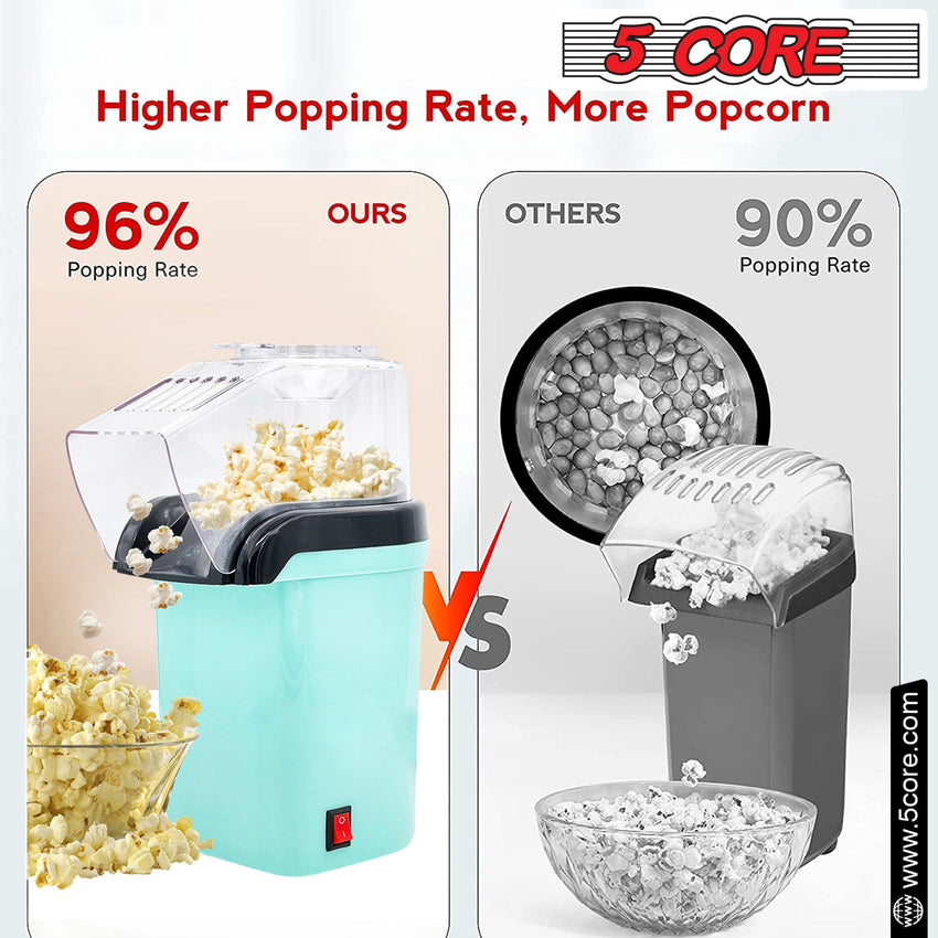 5 Core Popcorn Machine 16 Cup Capacity Hot Air Popper Mini Portable Tabletop Electric Pop Corn Maker Maquina Para Hacer Palomitas De Maiz For Home Movie Party - 7DAY'S
