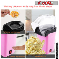 5 Core Popcorn Machine 16 Cup Capacity Hot Air Popper Mini Portable Tabletop Electric Pop Corn Maker Maquina Para Hacer Palomitas De Maiz For Home Movie Party - 7DAY'S