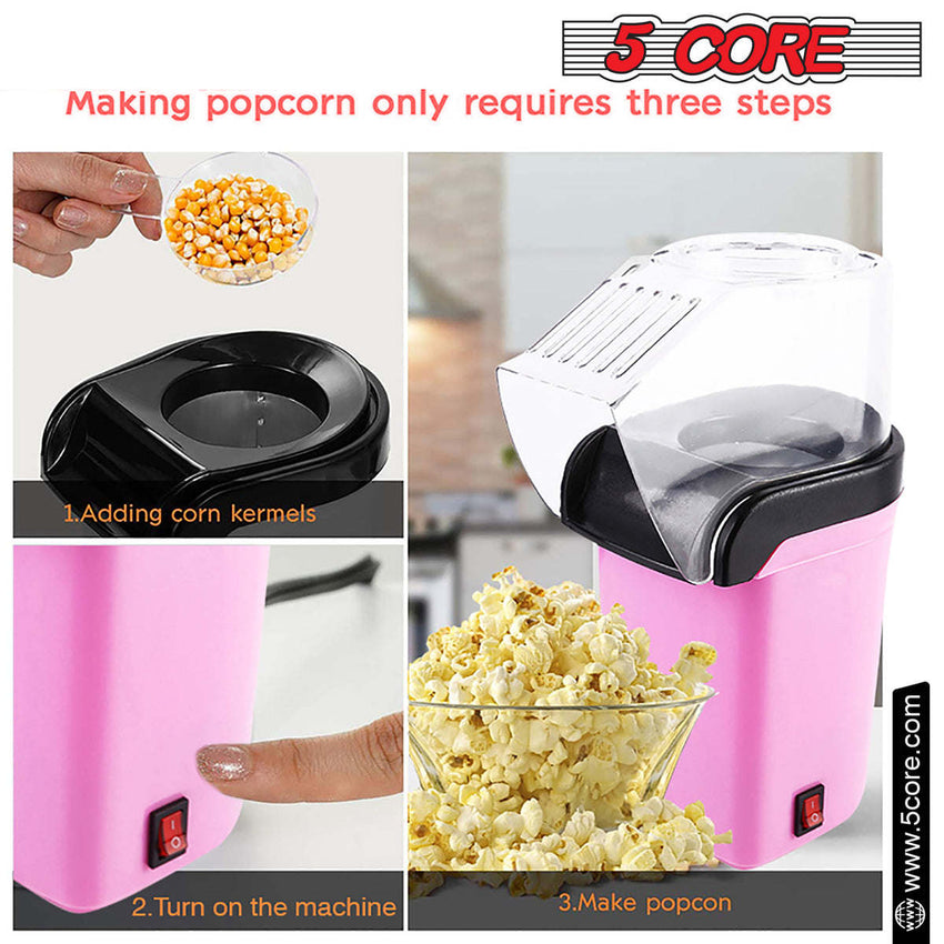 5 Core Popcorn Machine 16 Cup Capacity Hot Air Popper Mini Portable Tabletop Electric Pop Corn Maker Maquina Para Hacer Palomitas De Maiz For Home Movie Party - 7DAY'S