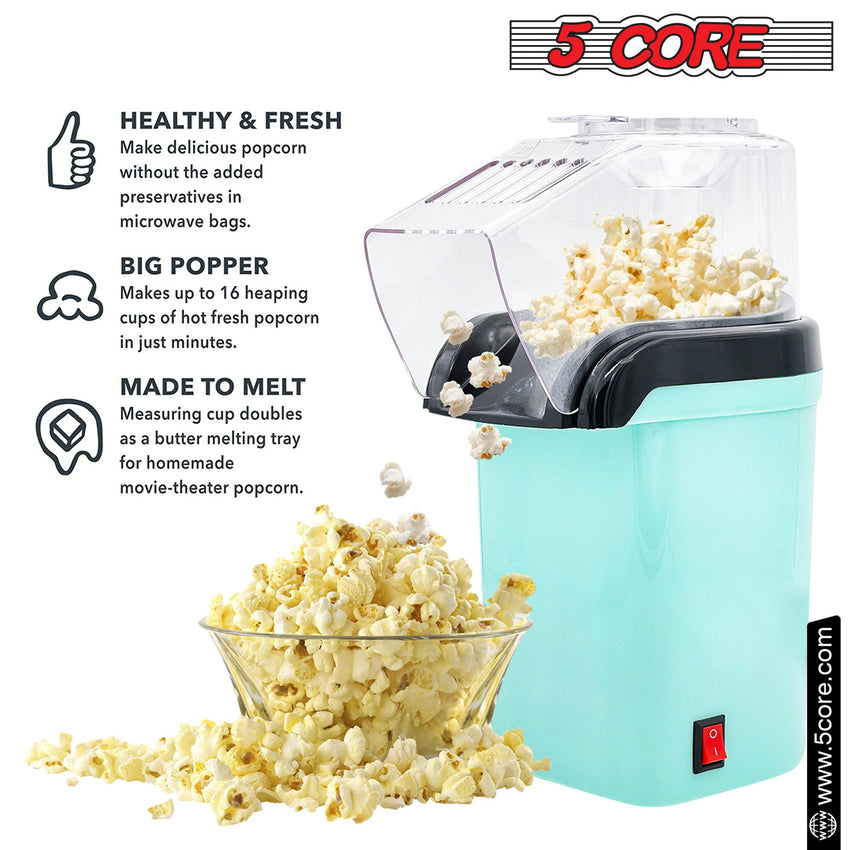 5 Core Popcorn Machine 16 Cup Capacity Hot Air Popper Mini Portable Tabletop Electric Pop Corn Maker Maquina Para Hacer Palomitas De Maiz For Home Movie Party - 7DAY'S