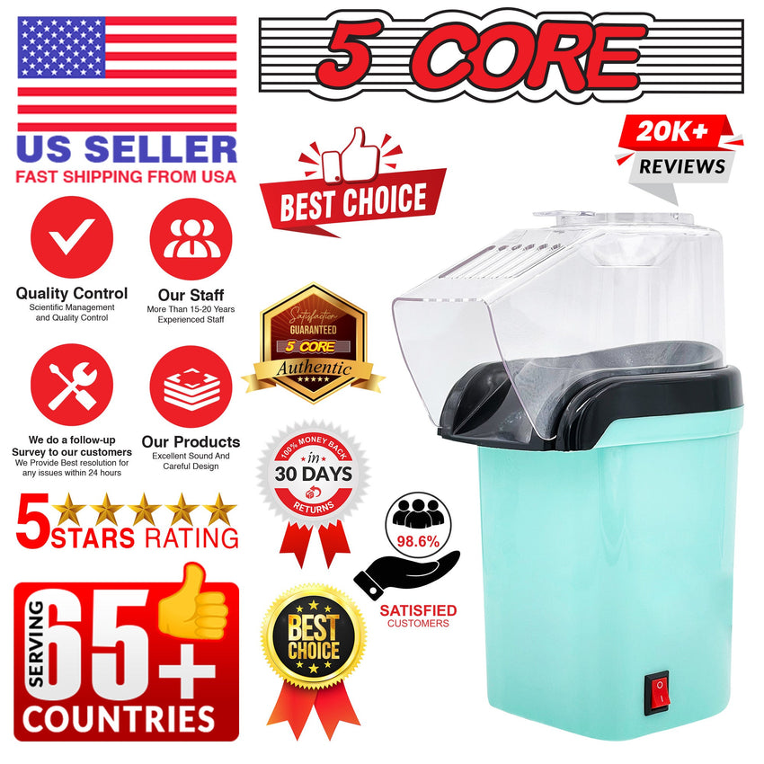 5 Core Popcorn Machine 16 Cup Capacity Hot Air Popper Mini Portable Tabletop Electric Pop Corn Maker Maquina Para Hacer Palomitas De Maiz For Home Movie Party - 7DAY'S
