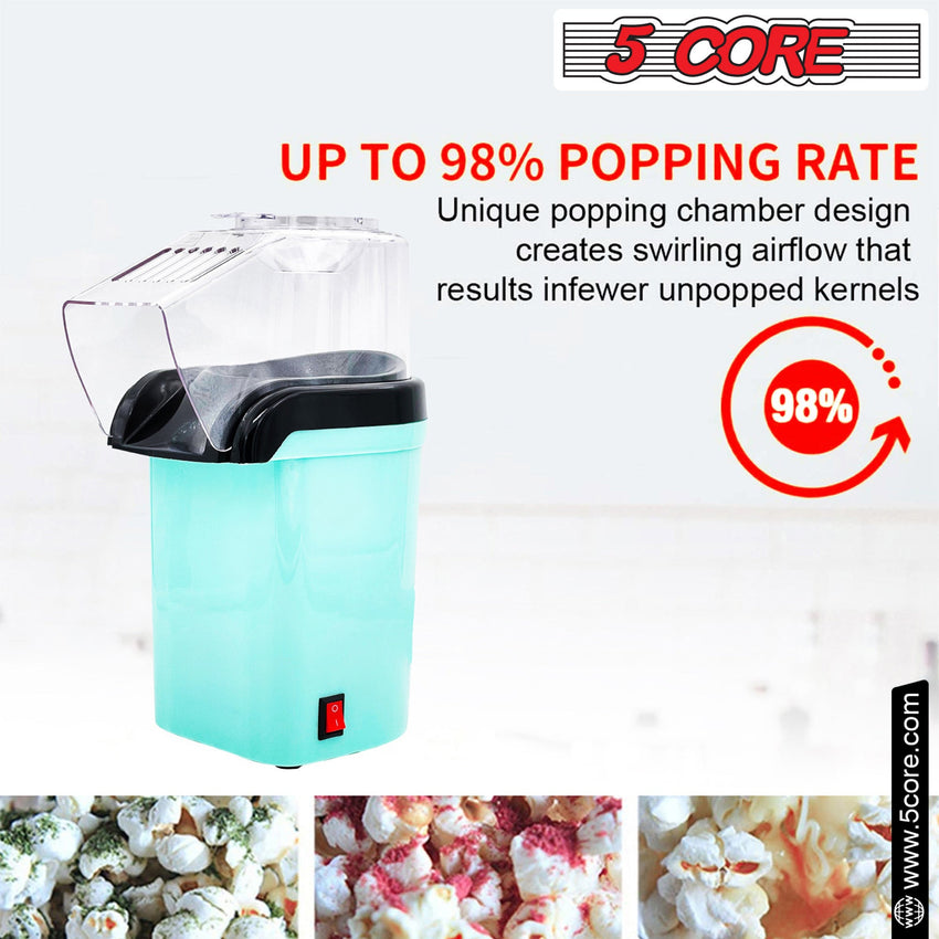 5 Core Popcorn Machine 16 Cup Capacity Hot Air Popper Mini Portable Tabletop Electric Pop Corn Maker Maquina Para Hacer Palomitas De Maiz For Home Movie Party - 7DAY'S