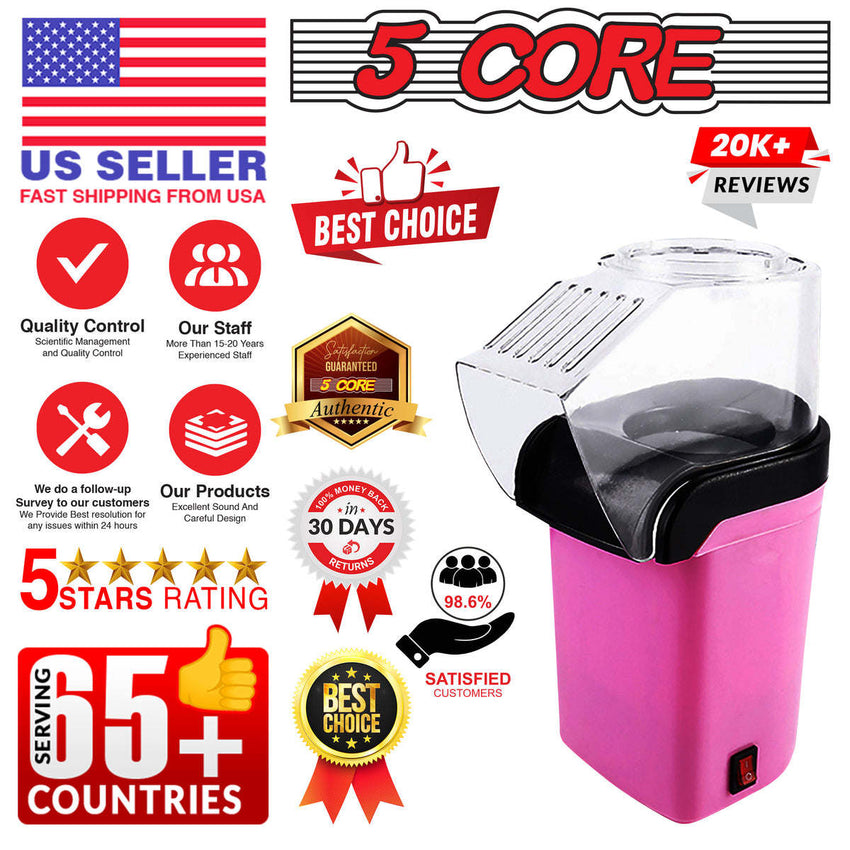 5 Core Popcorn Machine 16 Cup Capacity Hot Air Popper Mini Portable Tabletop Electric Pop Corn Maker Maquina Para Hacer Palomitas De Maiz For Home Movie Party - 7DAY'S