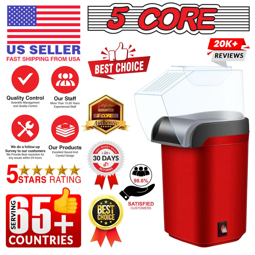 5 Core Popcorn Machine 16 Cup Capacity Hot Air Popper Mini Portable Tabletop Electric Pop Corn Maker Maquina Para Hacer Palomitas De Maiz For Home Movie Party - 7DAY'S