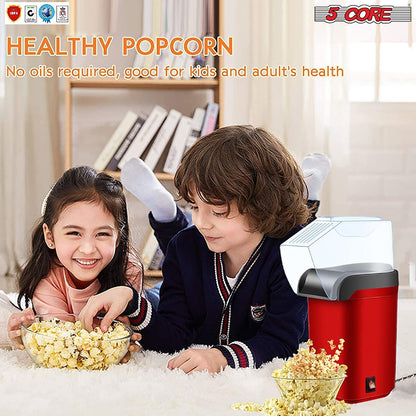 5 Core Popcorn Machine 16 Cup Capacity Hot Air Popper Mini Portable Tabletop Electric Pop Corn Maker Maquina Para Hacer Palomitas De Maiz For Home Movie Party - 7DAY'S