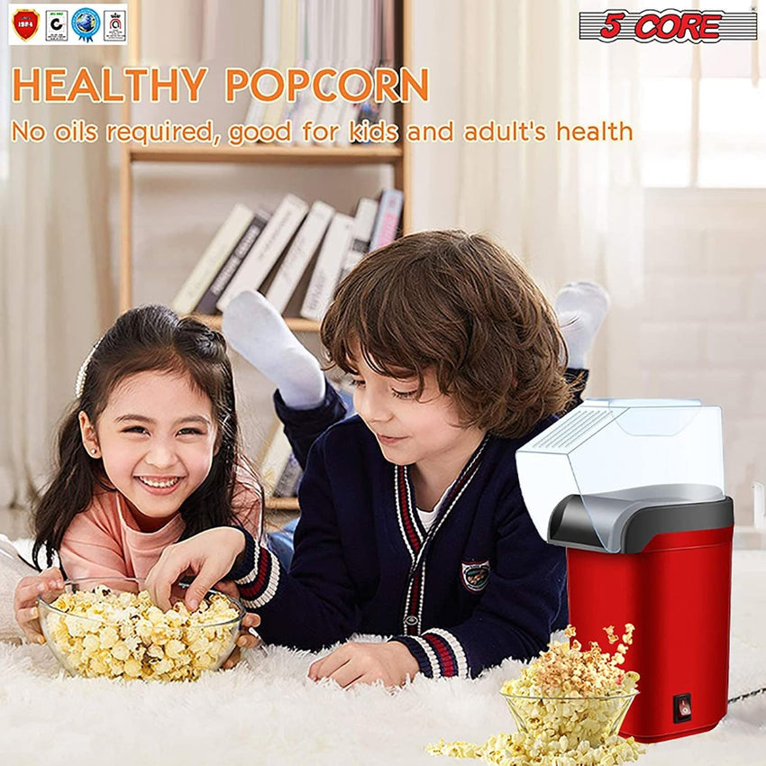 5 Core Popcorn Machine 16 Cup Capacity Hot Air Popper Mini Portable Tabletop Electric Pop Corn Maker Maquina Para Hacer Palomitas De Maiz For Home Movie Party - 7DAY'S