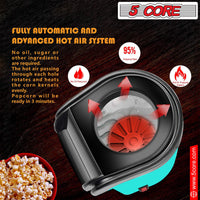 5 Core Popcorn Machine 16 Cup Capacity Hot Air Popper Mini Portable Tabletop Electric Pop Corn Maker Maquina Para Hacer Palomitas De Maiz For Home Movie Party - 7DAY'S