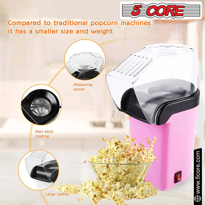 5 Core Popcorn Machine 16 Cup Capacity Hot Air Popper Mini Portable Tabletop Electric Pop Corn Maker Maquina Para Hacer Palomitas De Maiz For Home Movie Party - 7DAY'S
