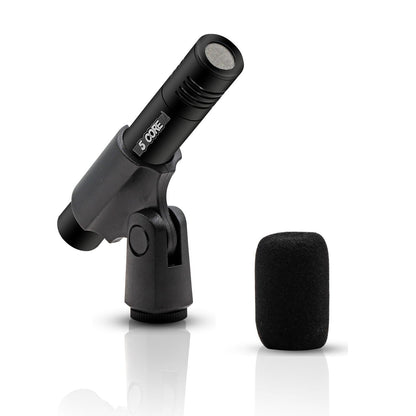 5 CORE Professional Instrument Microphone Pencil Mic Condenser Cardioid Unidirectional Stick Microfono with Windscreen Mic Clip & Case - INSTRU MIC 300 BLK - 7DAY'S