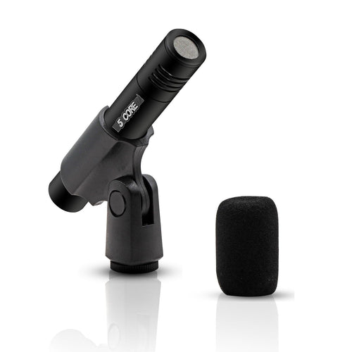 5 CORE Professional Instrument Microphone Pencil Mic Condenser Cardioid Unidirectional Stick Microfono with Windscreen Mic Clip & Case - INSTRU MIC 300 BLK