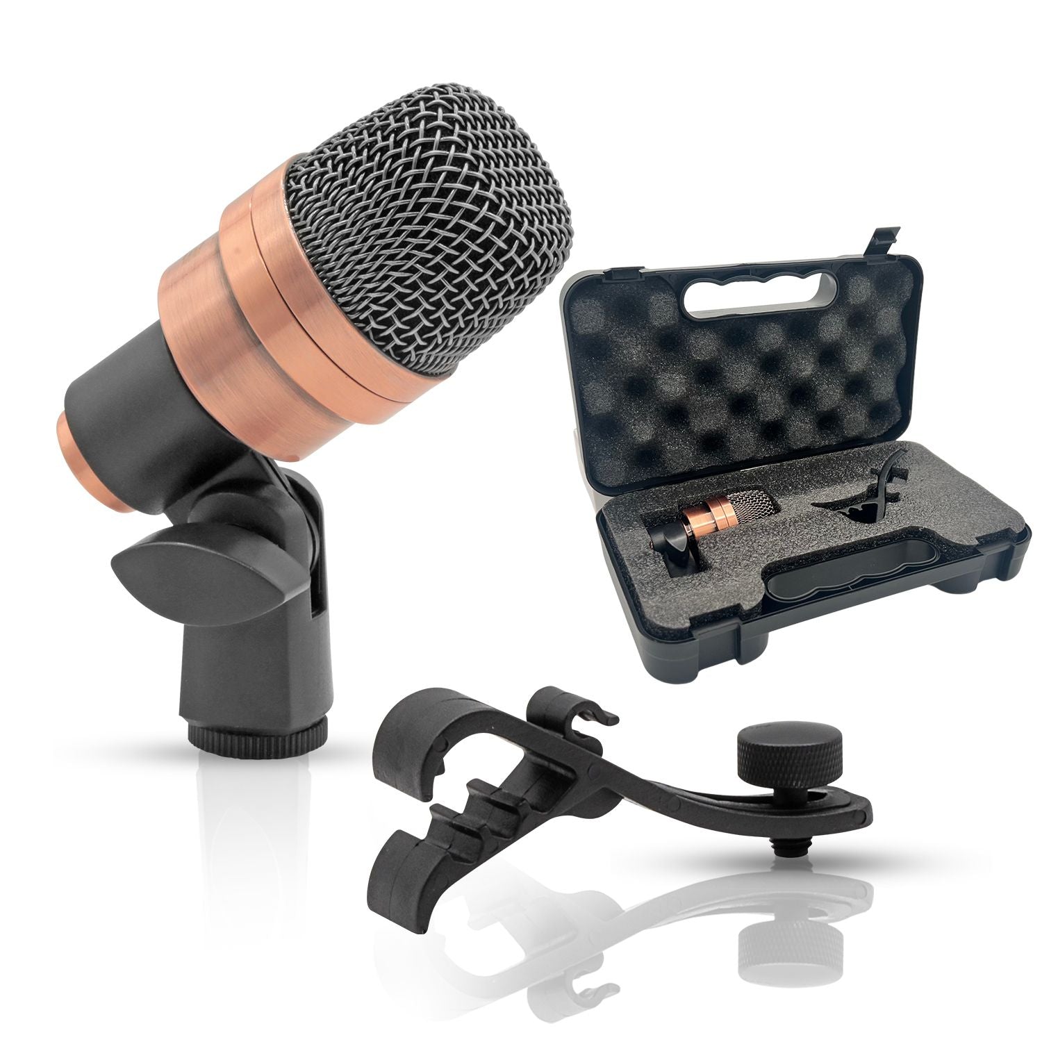 5 CORE Snare Microphone Copper Finish XLR Wired Cardioid Uni Directional Tom Kick Drum Mic w Swivel Mount Steel Mesh Grille Rim Mount - SNARE XP COPPERX - 7DAY'S