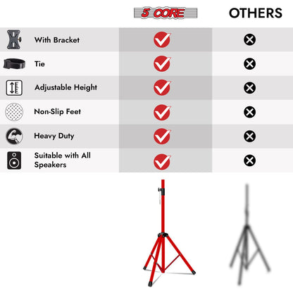 5 Core Speaker Stand 2Pcs Tripod Floor Tall Adjustable Up to 72 Inch DJ Studio Monitor Stands Pole Mount - 7DAY'S