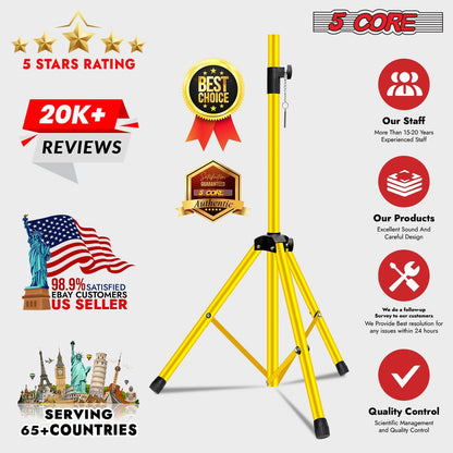 5 Core Speaker Stand 2Pcs Tripod Floor Tall Adjustable Up to 72 Inch DJ Studio Monitor Stands Pole Mount - 7DAY'S