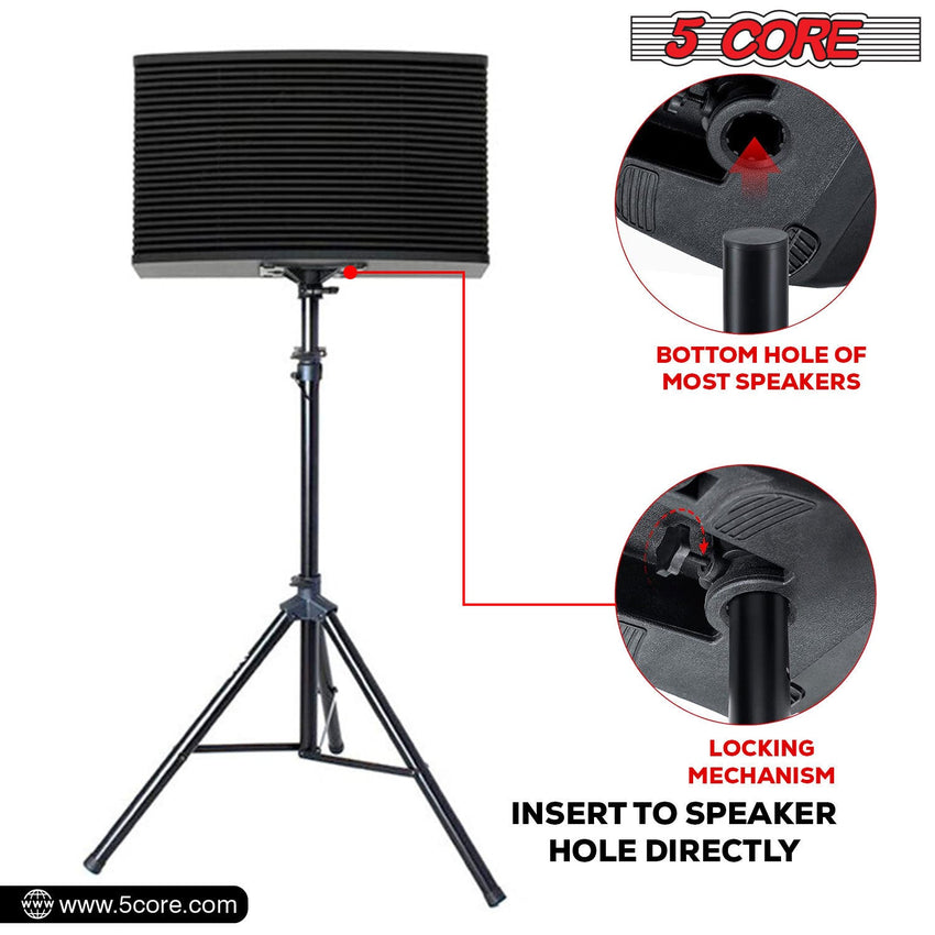 5 Core Speaker Stand Tripod Floor Tall Adjustable Up to 72 Inch DJ Studio Monitor Stands Pole Mount - SS ECO 1PK WOB - 7DAY'S