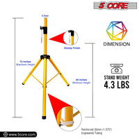 5 Core Speaker Stand Tripod Floor Tall Adjustable Up to 72 Inch DJ Studio Monitor Stands Pole Mount - SS ECO 1PK WOB - 7DAY'S