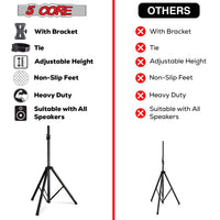 5 Core Speaker Stand Tripod Floor Tall Adjustable Up to 72 Inch DJ Studio Monitor Stands Pole Mount - SS ECO 1PK WOB - 7DAY'S