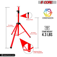 5 Core Speaker Stand Tripod Floor Tall Adjustable Up to 72 Inch DJ Studio Monitor Stands Pole Mount - SS ECO 1PK WOB - 7DAY'S