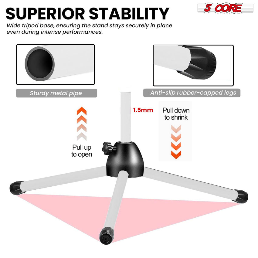 5 Core Tripod Mic Stand Floor 2Pcs Adjustable 18 to 72 Inches Sturdy Boom Arm Holder Microphone Stands Pedestal Para Microfono for Singing - 7DAY'S