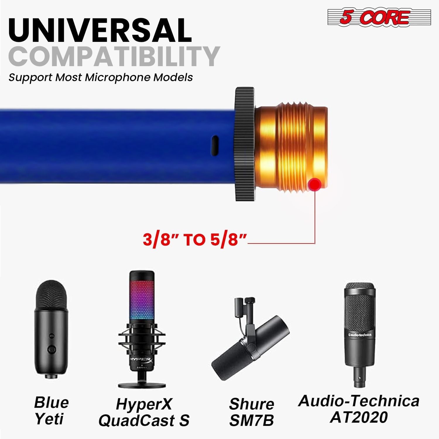 5 Core Tripod Mic Stand Floor 2Pcs Adjustable 18 to 72 Inches Sturdy Boom Arm Holder Microphone Stands Pedestal Para Microfono for Singing - 7DAY'S