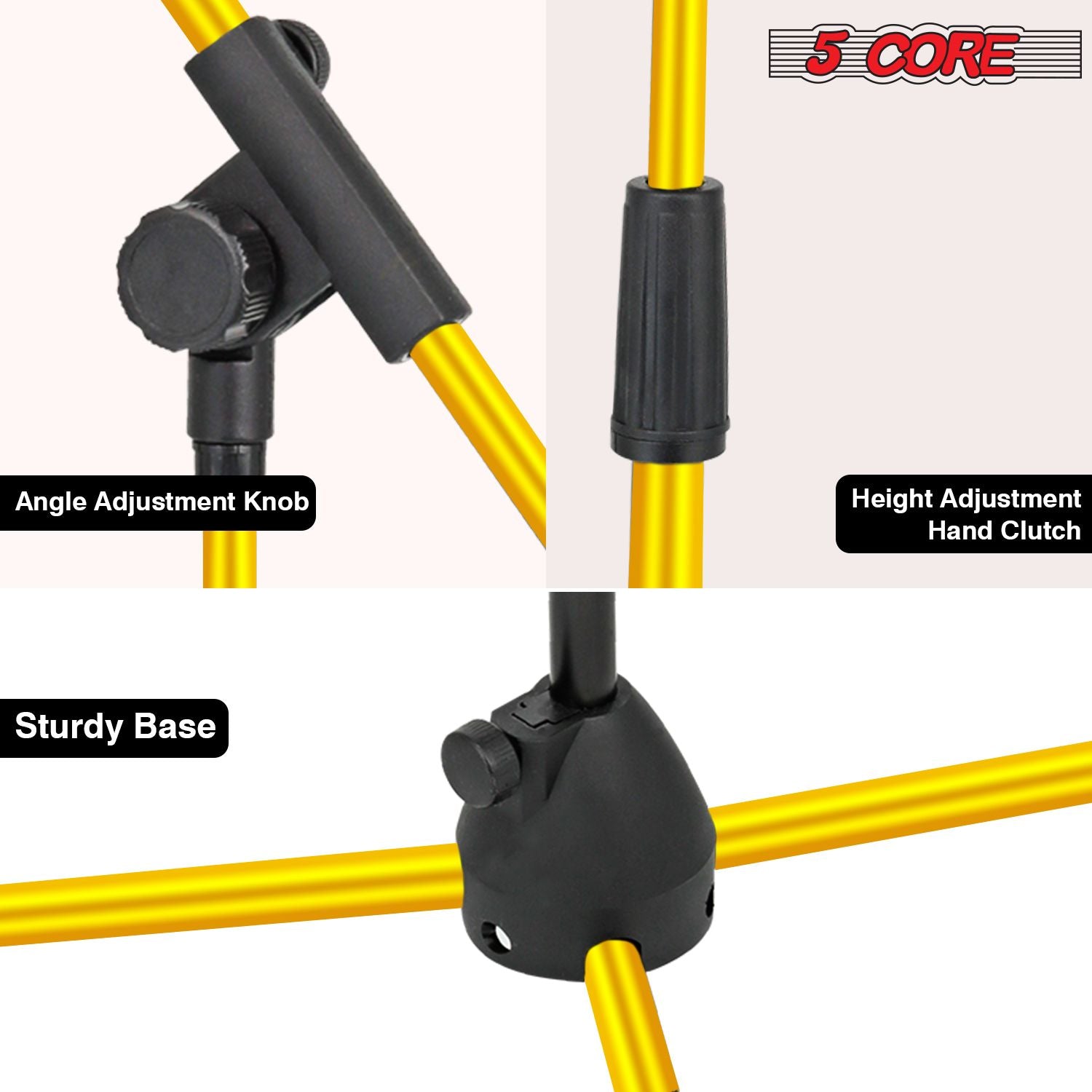 5 Core Tripod Mic Stand Floor 2Pcs Adjustable 18 to 72 Inches Sturdy Boom Arm Holder Microphone Stands Pedestal Para Microfono for Singing - 7DAY'S