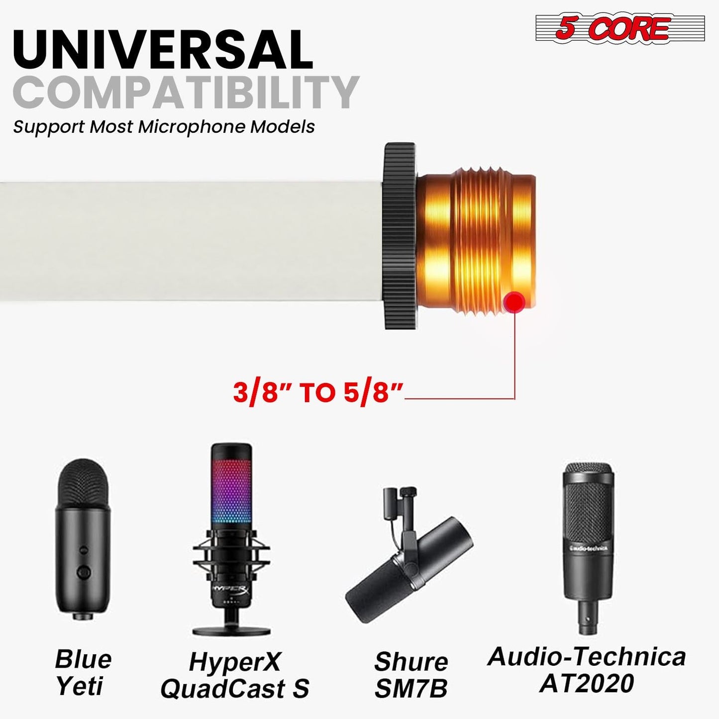 5 Core Tripod Mic Stand Floor 2Pcs Adjustable 18 to 72 Inches Sturdy Boom Arm Holder Microphone Stands Pedestal Para Microfono for Singing - 7DAY'S