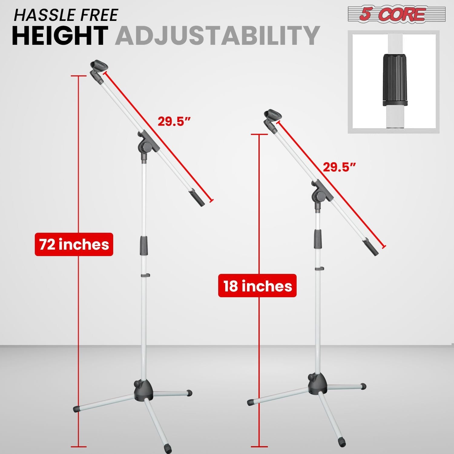 5 Core Tripod Mic Stand Floor 2Pcs Adjustable 18 to 72 Inches Sturdy Boom Arm Holder Microphone Stands Pedestal Para Microfono for Singing - 7DAY'S