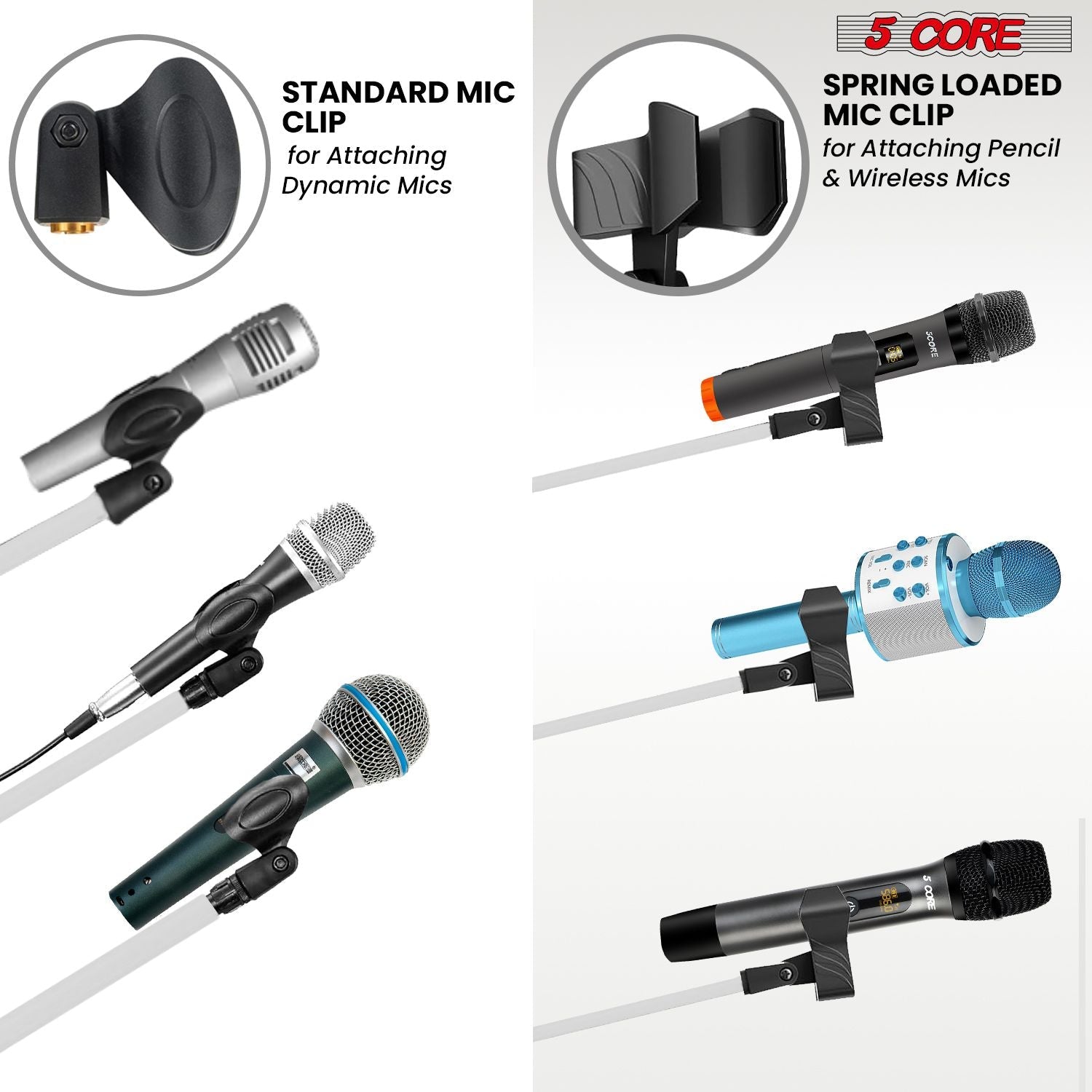 5 Core Tripod Mic Stand Floor 2Pcs Adjustable 18 to 72 Inches Sturdy Boom Arm Holder Microphone Stands Pedestal Para Microfono for Singing - 7DAY'S