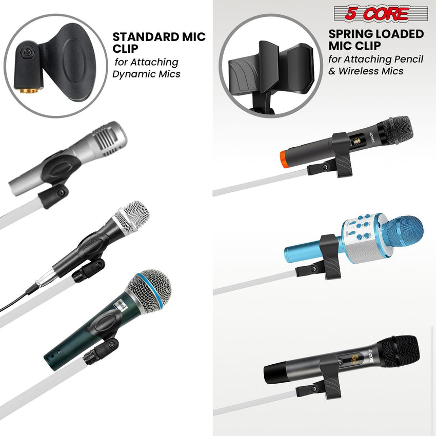 5 Core Tripod Mic Stand Floor 2Pcs Adjustable 18 to 72 Inches Sturdy Boom Arm Holder Microphone Stands Pedestal Para Microfono for Singing - 7DAY'S