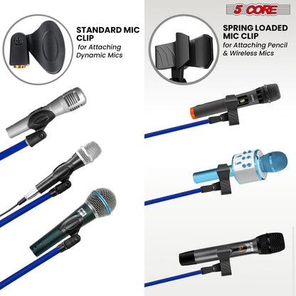 5 Core Tripod Mic Stand Floor 2Pcs Adjustable 18 to 72 Inches Sturdy Boom Arm Holder Microphone Stands Pedestal Para Microfono for Singing - 7DAY'S
