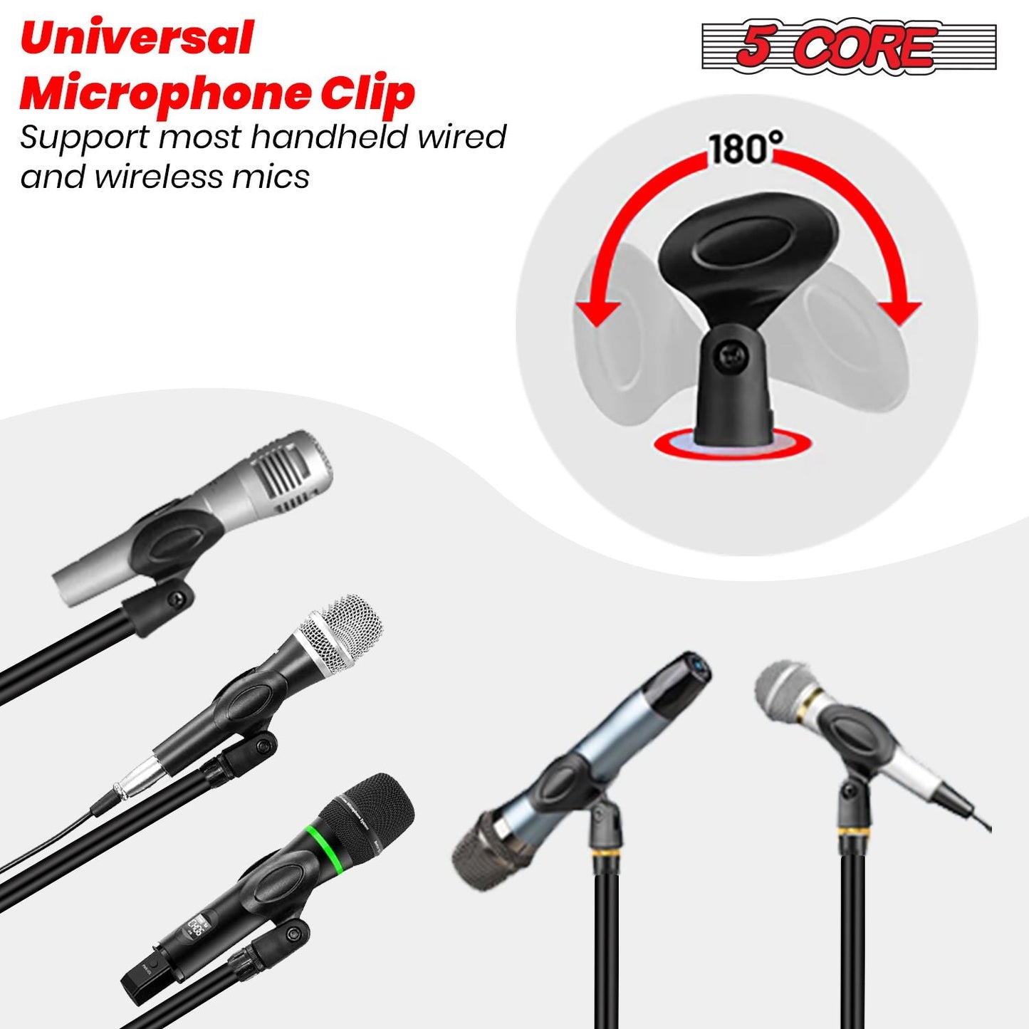 5 Core Tripod Mic Stand Floor 2Pcs Adjustable 18 to 72 Inches Sturdy Boom Arm Holder Microphone Stands Pedestal Para Microfono for Singing - 7DAY'S
