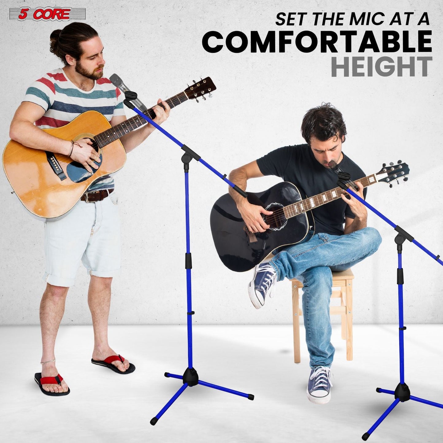 5 Core Tripod Mic Stand Floor 2Pcs Adjustable 18 to 72 Inches Sturdy Boom Arm Holder Microphone Stands Pedestal Para Microfono for Singing - 7DAY'S