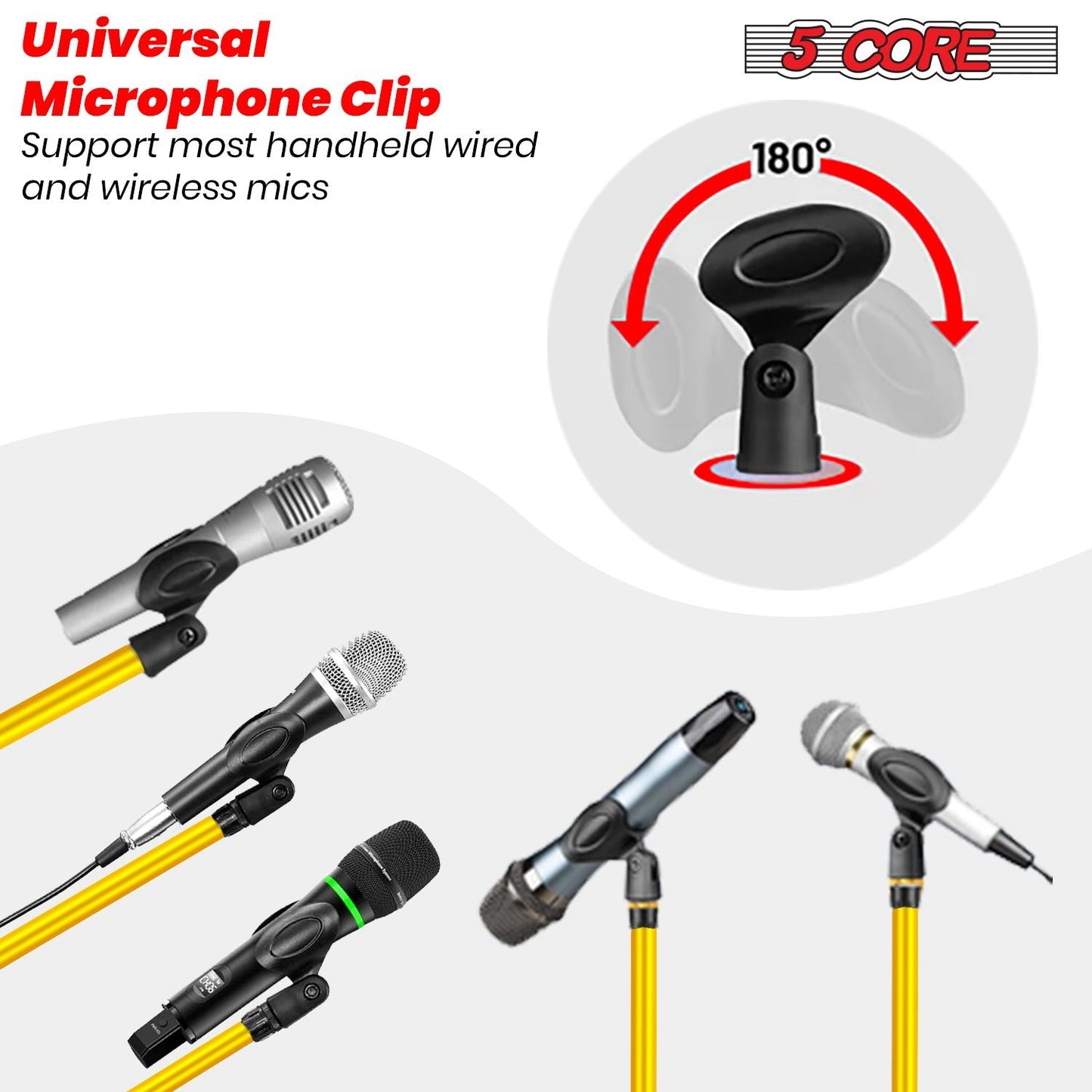 5 Core Tripod Mic Stand Floor 4Pcs Adjustable 18 to 72 Inches Sturdy Boom Arm Holder Microphone Stands Pedestal Para Microfono for Singing - 7DAY'S