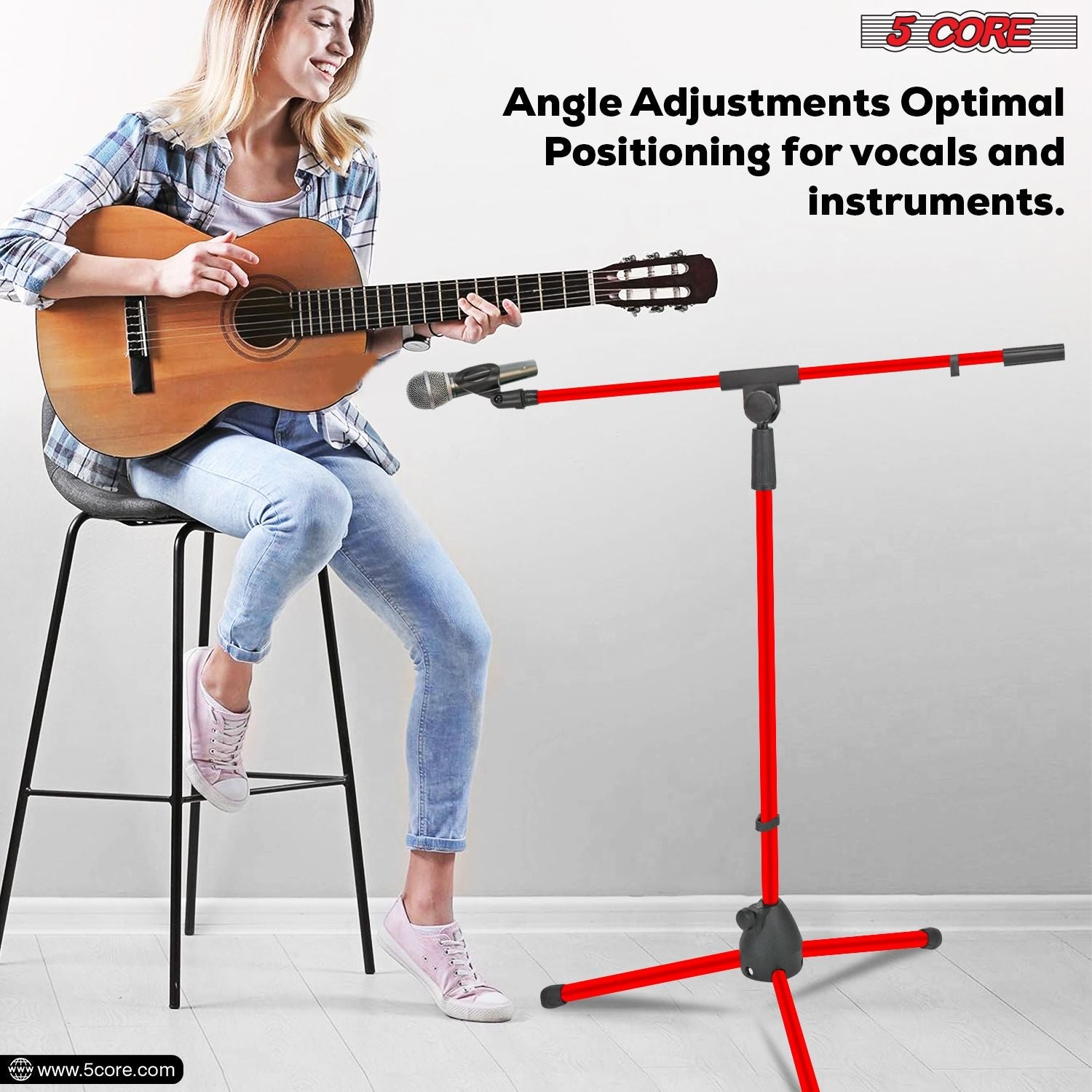 5 Core Tripod Mic Stand Floor 4Pcs Adjustable 18 to 72 Inches Sturdy Boom Arm Holder Microphone Stands Pedestal Para Microfono for Singing - 7DAY'S