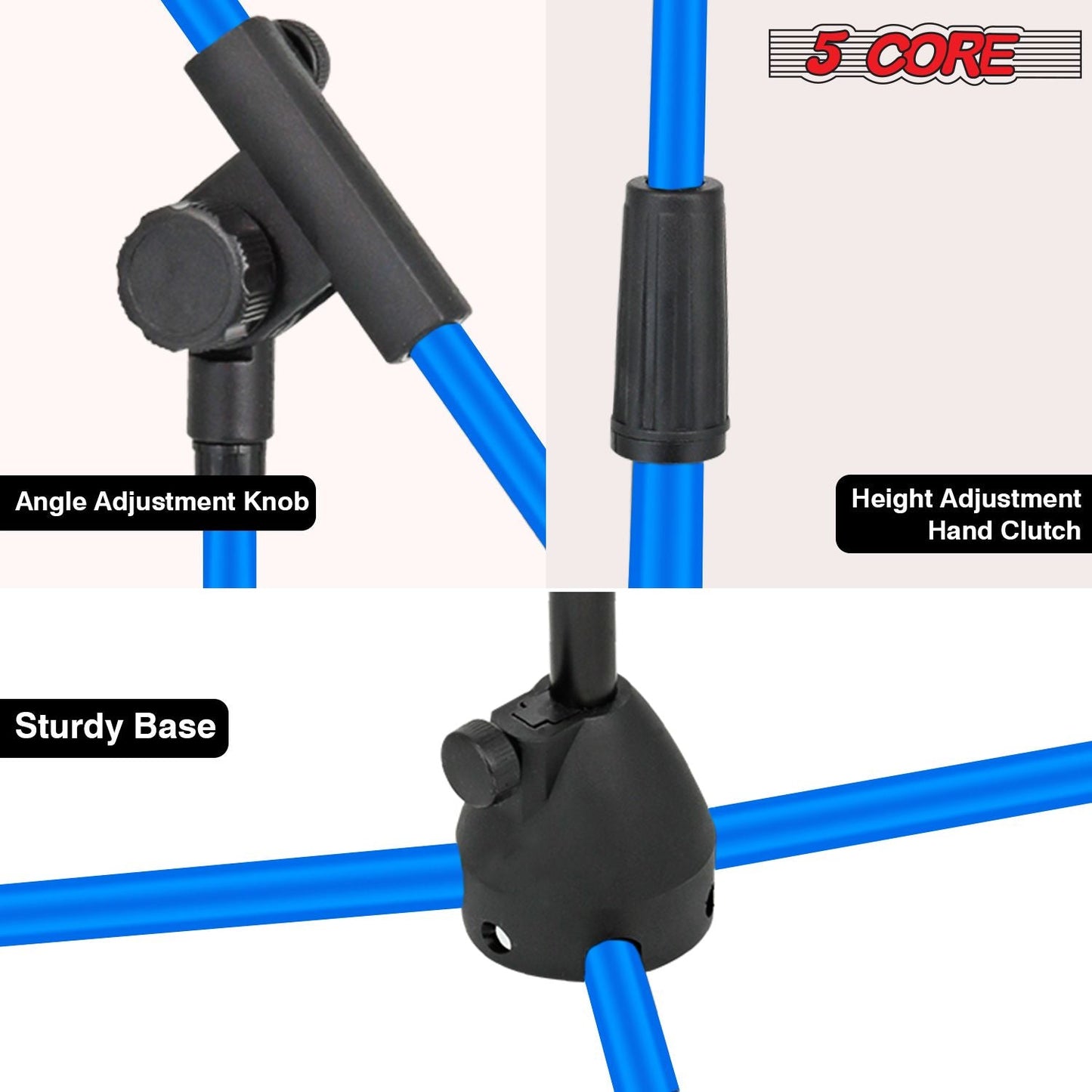 5 Core Tripod Mic Stand Floor 4Pcs Adjustable 18 to 72 Inches Sturdy Boom Arm Holder Microphone Stands Pedestal Para Microfono for Singing - 7DAY'S