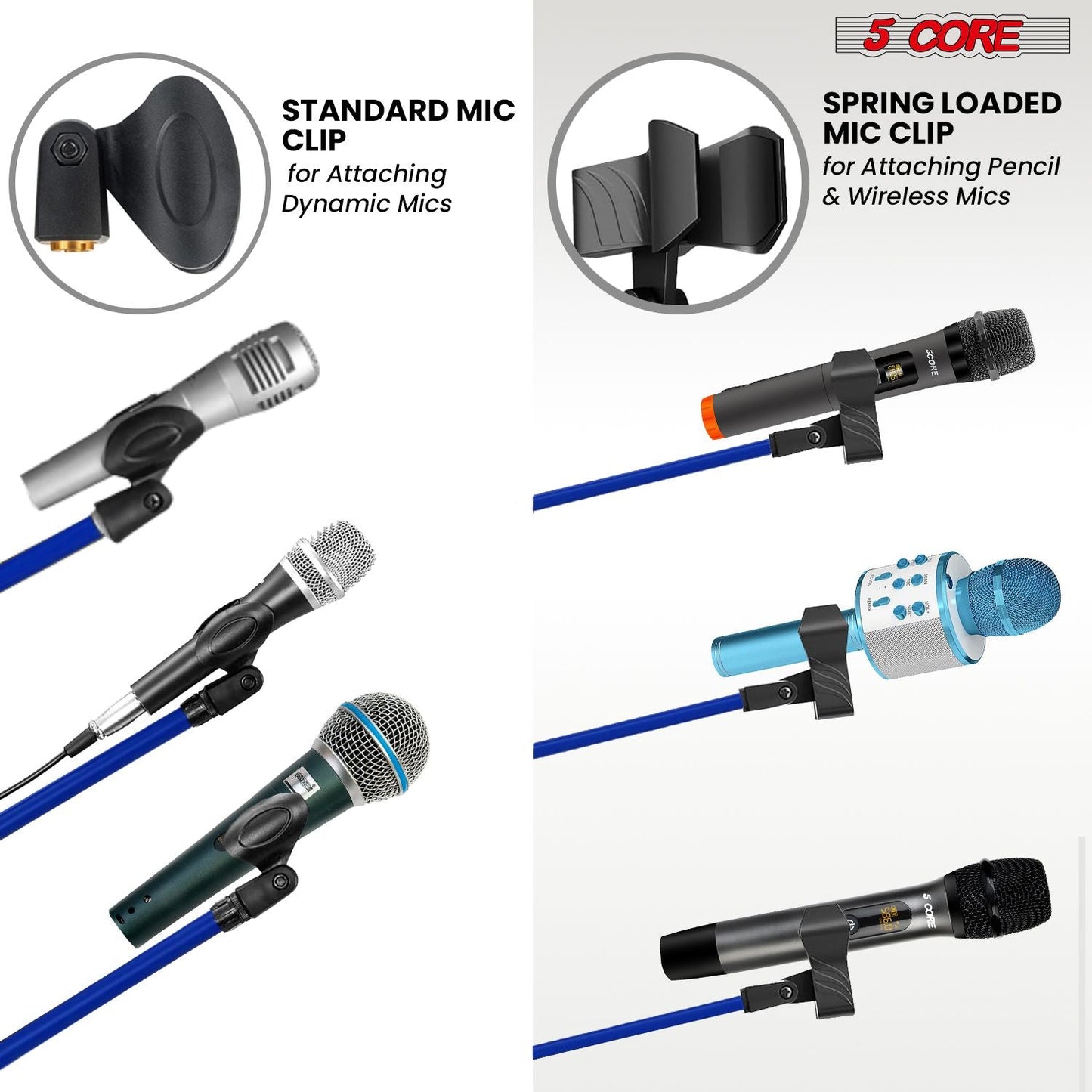 5 Core Tripod Mic Stand Floor 4Pcs Adjustable 18 to 72 Inches Sturdy Boom Arm Holder Microphone Stands Pedestal Para Microfono for Singing - 7DAY'S