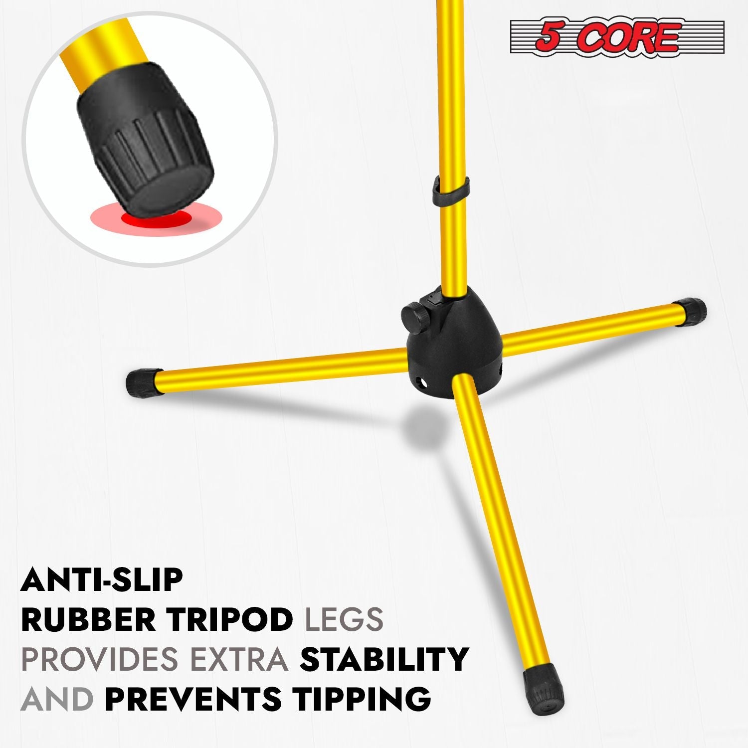 5 Core Tripod Mic Stand Floor 4Pcs Adjustable 18 to 72 Inches Sturdy Boom Arm Holder Microphone Stands Pedestal Para Microfono for Singing - 7DAY'S