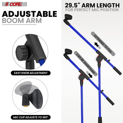 5 Core Tripod Mic Stand Floor 4Pcs Adjustable 18 to 72 Inches Sturdy Boom Arm Holder Microphone Stands Pedestal Para Microfono for Singing - 7DAY'S