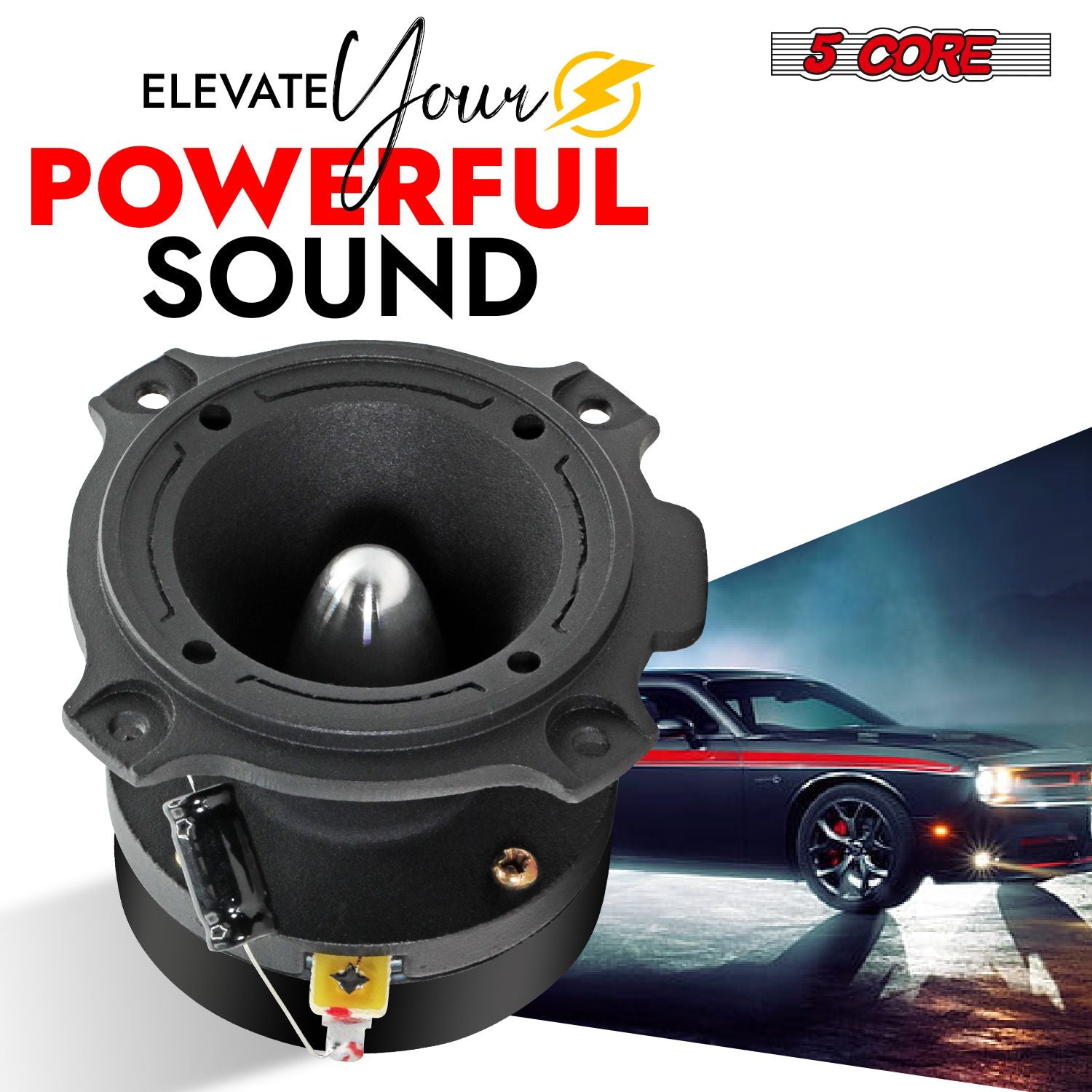 5 Core Tweeters Speakers Car Audio Pair 600W Combined Peak 4 Ohm 3.5 Inch Aluminum Super Bullet Tuiters Para Sonido Para Carro - TW BLT 180 BLK PAIR - 7DAY'S
