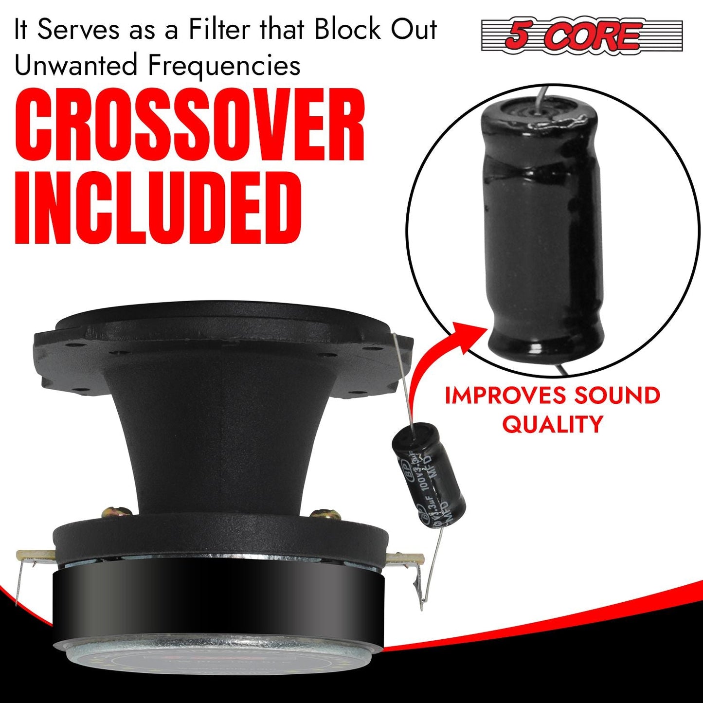 5 Core Tweeters Speakers Car Audio Pair 600W Combined Peak 4 Ohm 3.5 Inch Aluminum Super Bullet Tuiters Para Sonido Para Carro - TW BLT 180 BLK PAIR - 7DAY'S