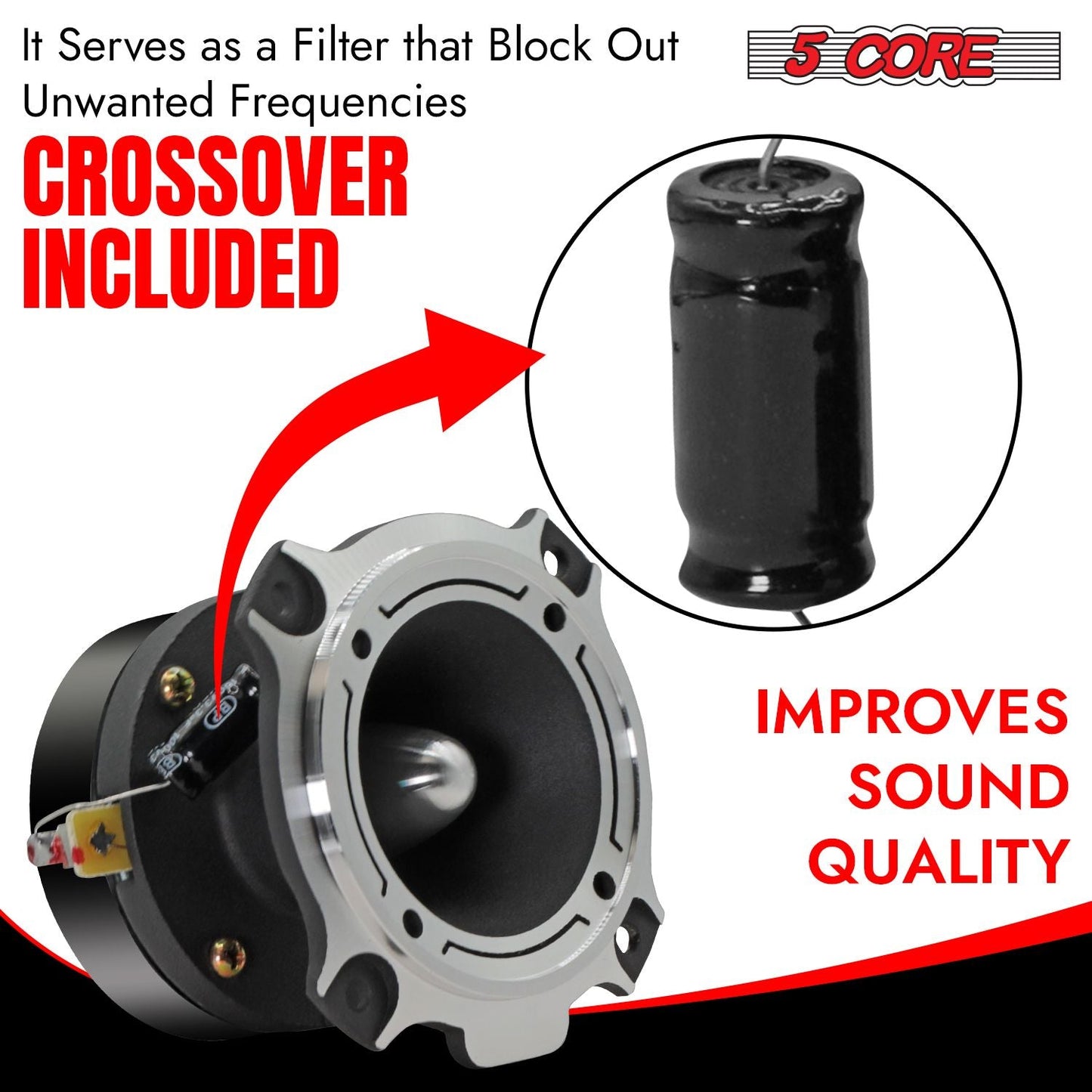 5 Core Tweeters Speakers Car Audio Pair 600W Combined Peak 4 Ohm 3.5 Inch Aluminum Super Bullet Tuiters Para Sonido Para Carro - TW BLT 180 CH PAIR - 7DAY'S